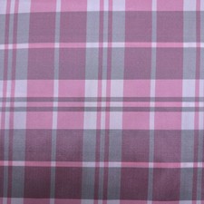 Pink Gray White Large Plaid Tartan Taffeta Fabric 58
