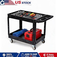 2-Tier Utility Service Cart Rolling Cart 550LBS W/ 360° Swivel Wheels Handle picture