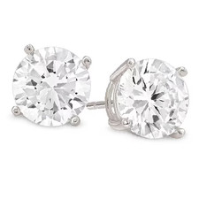 925 Sterling Silver Round Cubic Zirconia CZ Stud Earrings 4mm 5mm 6mm Women Men picture