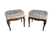 KINDEL COUNTRY FRENCH TUFTED PILLOW TOP FOOT STOOLS - A PAIR (FREE SHIPPING) picture