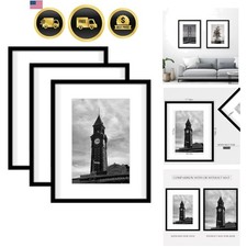Photo Frame Set of 3 16x20 Black Wall Photo Frames for Gallery Display picture