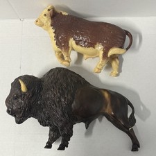 Breyer WALKING HEREFORD BULL #71 Brown Cream Color Vintage BUNDLE Buffalo Bison picture