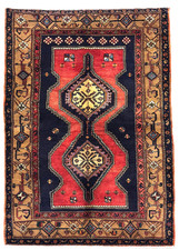 Vintage Hamedan 5x8 Tribal Geometric Hand Knotted Wool Oriental Rug Area Boho picture