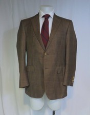 OXXFORD Radcliff Range 5 Cashmere & Silk Brown Plaid 3 Roll 2 Sport Coat 40R picture