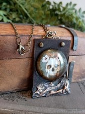 Artisian Handcrafted Victorian Distressed Skull Steampunk Necklace  picture