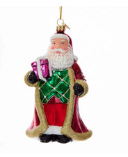 Santa~Red Robe Gifts Glass Christmas Ornament~Kurt Adler Noble Gems~NB1236-57 picture