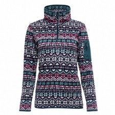 Wooly Bully Wear Feisty Fair Isle Fleece Pullover Quarter Snap Jacket Women's M picture
