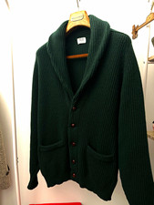 William Lockie Green Lambswool Knit Shawl Collar Button Cardigan 40 picture