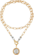 Chunky Gold Coin Necklace Women 18K Medallion Toggle Thick Chain Vintage Layered picture