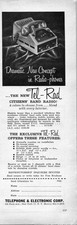 Tel-Rad Citizens Band Radio Phone Vintage Original Magazine Ad B&W 1950s picture