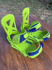 BURTON CUSTOM Re:Flex Snowboard Bindings Large Mens Neon Green Blue picture