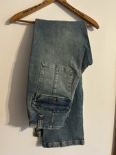 We The Free People C True Blue Annie Jeans Women’s 30 Utility Cargo Wide Leg NWT picture