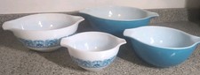 🔥🔥Vintage Pyrex Horizon Blue Cinderella Nesting Bowls Moon Landing Apollo 1969 picture