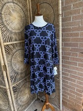 Lulu-B Relaxing Fun Dress Womens XL Black Blue Chain Print UPF 50+ NWT picture