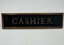 Antique 1900s Bronze Bank Cashier Sign  picture
