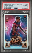 2023 TOPPS Match Attax UCC STAR BALLERS LAMINE YAMAL RC - PSA 10 picture