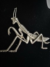 RARE & Fabulous Figural Praying Metal Mantis Figural Brooch Large picture