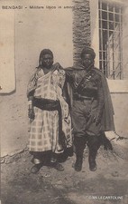 * LYBIA - Bengasi - Libyan Soldier in love 1915 Italian Colony Artiglieria picture