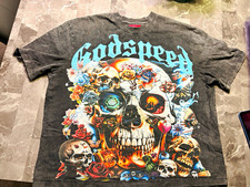Godspeed Men's 2XL Gray Skull Floral Graphic Print Crew Neck Cotton Tee picture