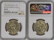 Czechoslovakia Silver 1954 10 Korun Slovak Uprising NGC AU58 picture