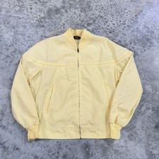 Vintage Sears Jacket Mens Medium Yellow Zip Up Bomber Windbreaker 80s Outerwear picture