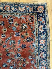 Vintage Rug 3' 6 x 4' 11 Terracotta Hand Knotted Farmhouse Small Oriental Rug picture