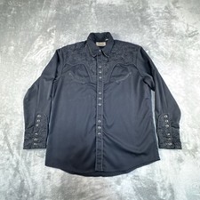 Scully Pearl Snap Shirt Mens Large Gun Fighter Jet Black Smile Pockets Western picture