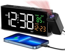 Reloj Despertador LED Proyector Digital Inteligente Para Mesa De Noche Alarma US picture