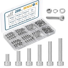 BNUOK 288 PCS M5 Screws Assortment Kit, 304 Stainless Steel M5 Bolts Kit, M5x... picture