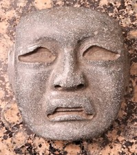 Pre-Columbian Olmec  Green Stone Mask COA included picture