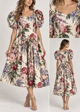 Vintage Blair Woolverton Floral Garden Chic Romantic Victorian 80s Rare Dress 10 picture
