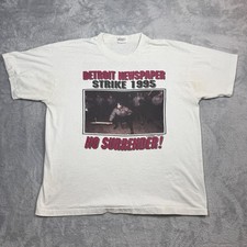 Vintage Detroit Newspaper Strike T Shirt Mens XL White No Surrender Faded 90s picture