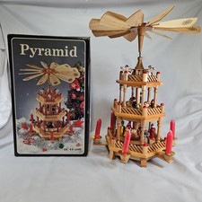Vtg. Lillian Vernon Christmas 3 Tier Wooden Nativity Pyramid Candle Carousel 17” picture