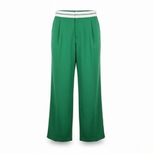 WAYF Womens Green Polyester Wide-Leg Pants Comfortable Elastic Waistband Size L picture