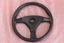 MOMO GHIBLI 3 Steering Wheel Black Leather rare 3 spoke Toyota Mitsubishi JZA70 picture