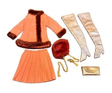 Vtg. 1969-70 Mattel Barbie Doll Mod Outfit #1486 WINTER WOW Suit Boots Hat & Bag picture