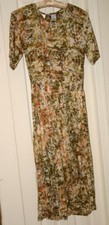Passports Pier 1 Imports Dress~Vintage~BATIK~FISH~BUTTONS~BROWN/IVORY EUC FREE H picture