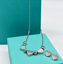 Luxury Silver Tone Heart Love Necklace & Stud Earrings Set stainless steel picture