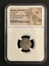 Ancient Britain Durotriges 60-20 BC, Celts SILVER Bi Stater Celtic Coin, NGC XF picture