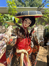 Vintage Japanese Fujimusume “Wisteria Maiden” Kabuki Display Doll – 16” Tall picture