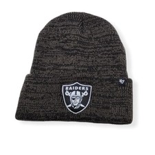 Authentic '47 Las Vegas Raiders Black Brain Freeze Cuffed Knit Beanie Hat picture