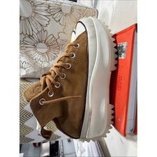 Converse Run Star Hike Sneakers Womens 6 Tan Leather Good Fleece Platform picture
