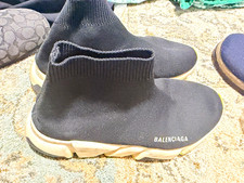Balenciaga Speed Trainer Men’s Slip-On High Top Sock Sneaker Black/White picture