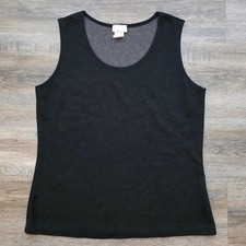 Vintage 90s Caribe Black Scoop Neck Tank Top Made in USA Womens Medium Large picture