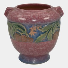 Roseville Baneda Pink 1932 Arts And Crafts Pottery Ceramic Vase 587-4 picture