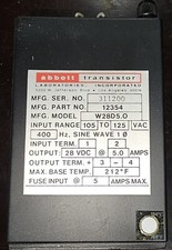 Abbott 12354 Transistor Model W28D5.0 Input:125VAC 400Hz. Output: 28VDC@5.0A NEW picture