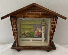 Vintage Wood Chalet Glass Front Shadow Box Diorama Christmas Carolers Swiss ? picture