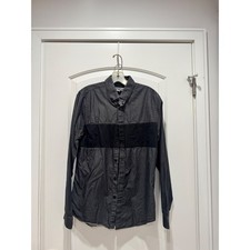 Express Mens Charcoal Gray Long Sleeve Button Down Shirt Patch Detail Size M picture