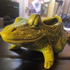 Green McCoy Pottery Frog Planter  Stoneware USA Plant Holder Gift picture
