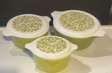 Vintage Pyrex Verde Avocado Green Casserole Set With Lids  And Box 473 - 5 picture